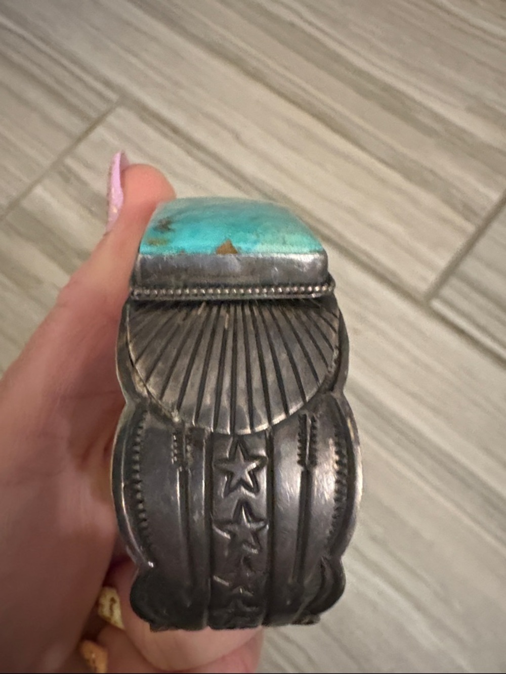 Gary Reeves Vintage Sterling Silver and Turquoise Cuff - Picture 9 of 15